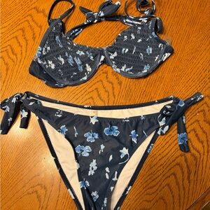 SHEIN Navy Blue Floral Bikini
